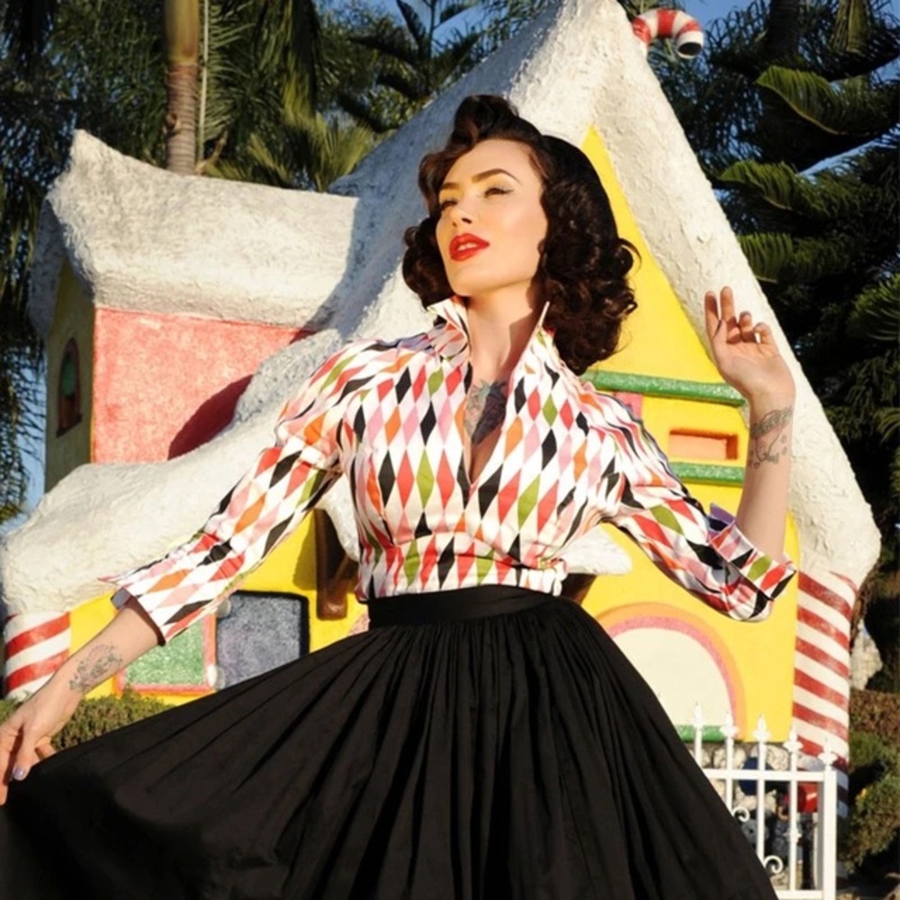 NWT Pinup Couture Lauren Top in Harlequin Print